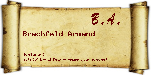 Brachfeld Armand névjegykártya